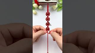 Beads and small flowers knot tutorial simple braided bracelet tutorial braiding skills sharin [upl. by Ecertap4]