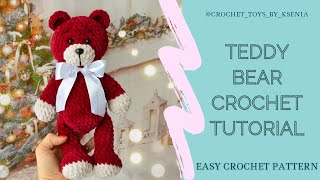 CROCHET TEDDY BEAR PATTERN  CROCHET PLUSH BEAR TUTORIAL  EASY AMIGURUMI TUTORIAL FOR BEGINNERS [upl. by Ailatan82]