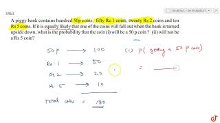 A piggy bank contains hundred 50p coins fifty Rs 1 coins twenty  2 coins and ten Rs 5 coins [upl. by Dodie]