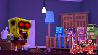 MY BABYSITTER IS SPONGEBOB EXE  Minecraft w Little Kelly Little Carly and Sharky [upl. by Minnnie]