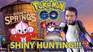 DISNEY SPRINGS SHINY HUNTING IN POKEMON GO [upl. by Odrarej]