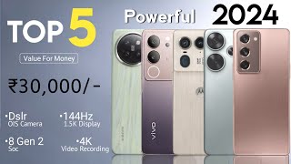 Top 5 Mobile Phones Under 30000 August 2024  SD 8 Gen 2  144Hz  OIS with 4K [upl. by Noitsuj]