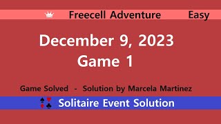 FreeCell Adventure Game 1  December 9 2023 Event  Easy [upl. by Nims]