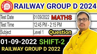 RRB Group D 2024 Maths  Group D September 1 2022 Shift 2 Solutions  RRB GROUP D MATHS [upl. by Montague]