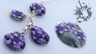 Polymer clay tutorial collana con fiore viola  collier with violet millefiori cane [upl. by Winifield658]