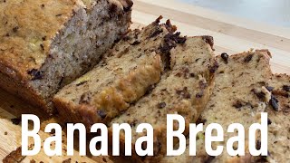 Easy Banana Bread Recipe with Dark Chocolate The Foodie Ninja [upl. by Oicor698]