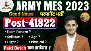 Army MES Vacancy 2023  Exam Pattern  MES Syllabus  MES Age   Army MES Eligibility 2023 [upl. by Ardiekal]