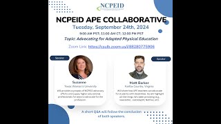 NCPEID APE Collaborative with Suzanna Dillon and Matt Barker [upl. by Nigrom785]