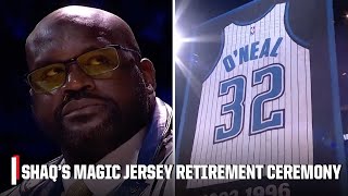 The Orlando Magic retire Shaquille ONeals jersey number 👏  NBA on ESPN [upl. by Ivette359]