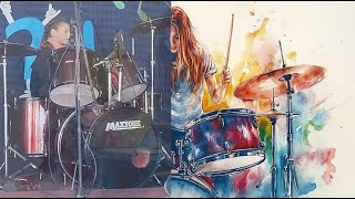 Batería Los Cuchufly cover instrumental ACDC  Back In Black drummer girl [upl. by Erreit]