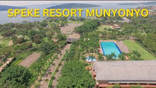 Speke Resort Munyonyo  HD Aerial view  Drone Shot [upl. by Paza]