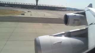 A340 Iberia Heavy 1 minute Take Off Business Class Engine Sound and wing flex [upl. by Hanoj]