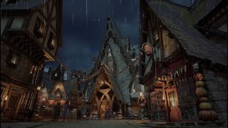 Autumn Rain in Hogsmeade  Cozy PumpkinLit Streets from Hogwarts Legacy [upl. by Formenti]