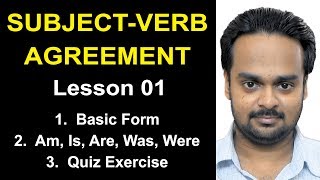 SUBJECTVERB AGREEMENT  Lesson 1 Basic Rules  Am Is Are Was Were  Quiz 17 Sentences [upl. by Aissatan275]