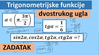 Trigonometrijske funkcije dvostrukog ugla zadatak [upl. by Guilbert635]