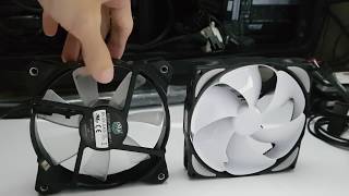 2000 rpm fan noise Cooler Master JetFlo vs NoiseBlocker eLoop [upl. by Eronel]