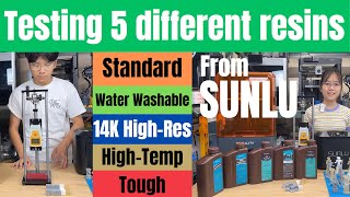 Testing 5 different resins from SUNLU Standard Water Washable 14K HighRes Hightemp Tough [upl. by Luben]