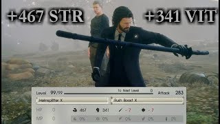 Final Fantasy XV Comrades Infinity Blade 467 Str Over Power Lv99 Katana FFXV [upl. by Aicirpac858]