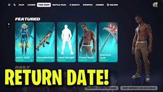 TRAVIS SCOTT SKIN RETURN DATE in FORTNITE ITEM SHOP Travis Scott Skin Returning 2024 [upl. by Leila]