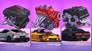 Super Car with Engine S2000 F22C  Dodge Challenger Scatpack 64L 392 HEMI V8  Supra A90 B58 [upl. by Orozco]