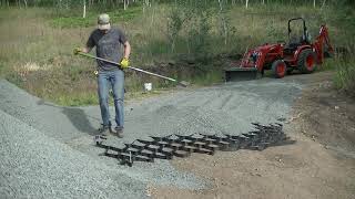 Putting Down Gravel Driveway Using Geocell Our Solution for Long Steep Slope [upl. by Mascia451]