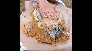 Outdoor Cooking Fish in primitive salt cocoon 🐟 [upl. by Louisette]