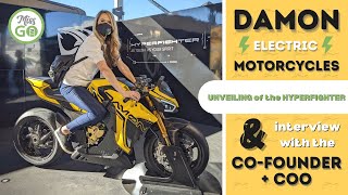 First Look Electric Motorcycle  Walkaround of the Damon Hyperfighter Superbike [upl. by Ahsenod947]