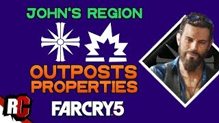 All CULT OUTPOSTS amp PROPERTIES in Johns Region  Far Cry 5 Map Locations Outposts  Silos [upl. by Leina]