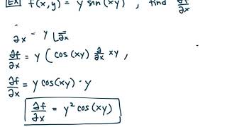 MAT273  Calc3  143b Three Basic Partial Derivative Examples [upl. by Nhguavahs]