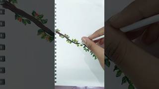 Graceful Tree with Vine Leaves shorts art drawing painting watercolor flowervirul fypシ゚ [upl. by Rombert]