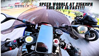 Speed Wobble at 200KMPH  This Triumph rider is DAMN fast bmws1000rr triumphdaytona675 [upl. by Edme]