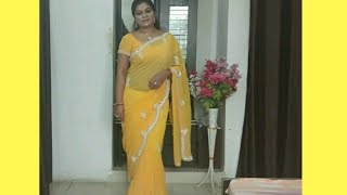 HOW TO DRAPE A SAREE  YELLOW SAREE DRAPING TUTORIAL [upl. by Deth]