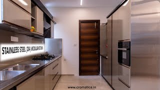 Cromatica Stainless Steel 304 Modular Kitchen With Metallic Lacquering Finish [upl. by Ollehto]