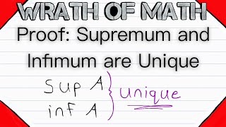 Proof Supremum and Infimum are Unique  Real Analysis [upl. by Nysilla590]