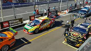 V8 Supercars Australia  Newcastle 500 25th Nov 2017 1st lap chaos from pit lane [upl. by Arvonio]