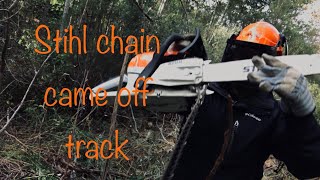 Stihl MS 261 CM 21 Inch chain came off track the chainsaw [upl. by Aikemal]