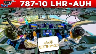 Etihad Boeing 78710 Cockpit London Heathrow🇬🇧 to Abu Dhabi🇦🇪 [upl. by Atnahs]