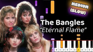 Eternal Flame The Bangles Piano Lesson Medium SLOW 50 Speed [upl. by Kallick]