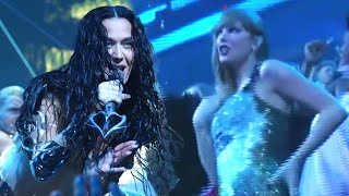 Taylor Swift ROCKS OUT to Former Rival Katy Perrys VMAs Performance [upl. by Magbie]