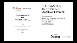 Field Sampling and Testing Manual FSTM Updates [upl. by Dorfman]