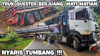 PENUH PERJUANGAN ll Truk Trailer QUESTER Terpuruk Nyaris Tumbang truck trailer [upl. by Marje730]