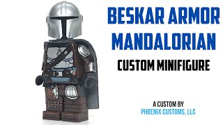 BESKAR ARMOR MANDALORIAN Custom Minifigure from Phoenix Customs  REVIEW [upl. by Aihsila]