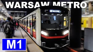 🇵🇱 Warsaw Metro  All the Stations  Line M1  From KABATY to MŁOCINY 2023 4K [upl. by Krishnah]