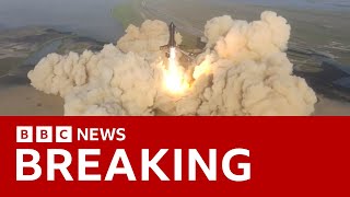 Elon Musk’s SpaceX Starship rocket explodes after launch – BBC News [upl. by Anier237]