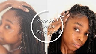 HOW TO wash faux locsbox braids  crochet tips amp maintenance  NO FRIZZ [upl. by Airotcivairam]