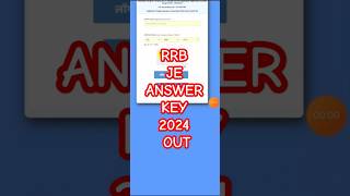 RRB JE ANSWER KEY 2024 KAISE CHECK KARE rrbjeanswerkey2024 [upl. by Ahsimrac207]