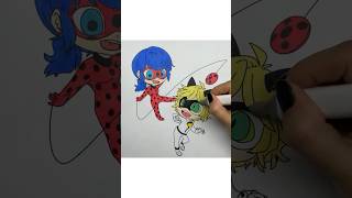 REVERSE Coloring Miraculous Ladybug amp Cat Noir reverse coloring miraculous coloringtime markers [upl. by Verada]