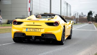 Ferrari 488 Spider with Akrapovic Exhaust  LOUD Accelerations amp Revs [upl. by Alaekim]