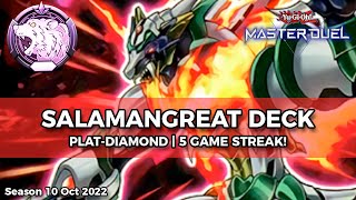 50 Streak Salamangreat Deck PlatDiamond YuGiOh Master Duel [upl. by Dahsar]