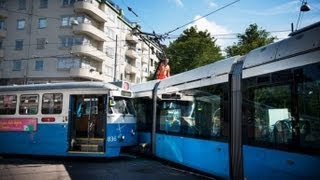 Tram crash Two trams collide in Gothenburg Sweden injuring eight [upl. by Burwell]